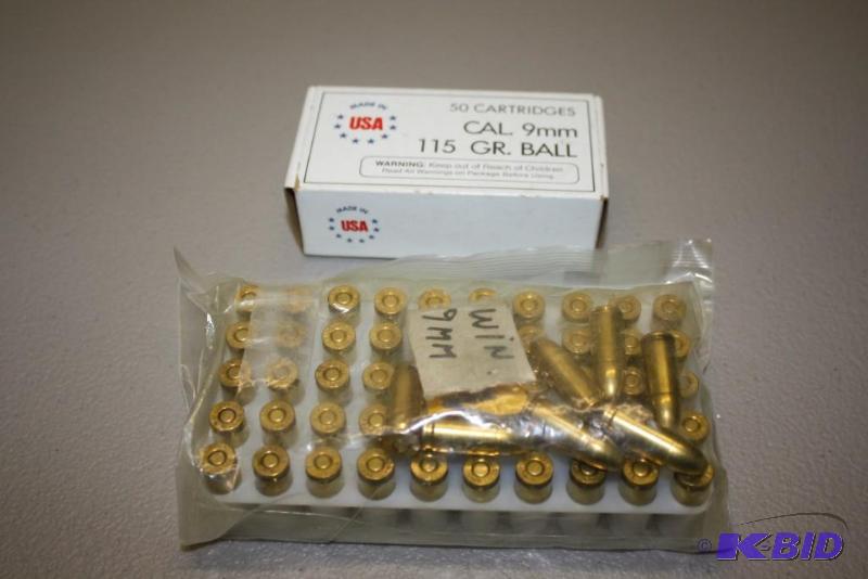 lot 458 image: Miscellaneous 9mm Luger ammo app. 110 ct....