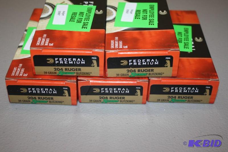 lot 474 image: Federal 204 Ruger app. 100 ct....