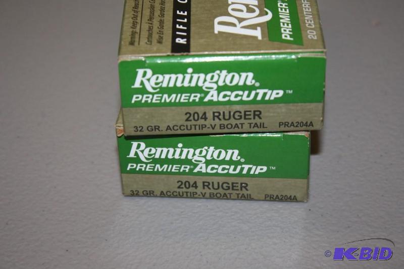 lot 475 image: Remington 204 Ruger ammo app. 40 ct....