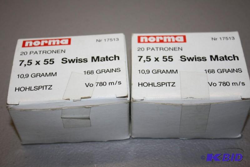 lot 511 image: Miscellaneous 7.5 x 55 Swiss Match ammo app....