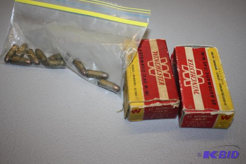 lot 520 image: (2) Box (1) Bag Lot Including 32 Auto 7.65MM...