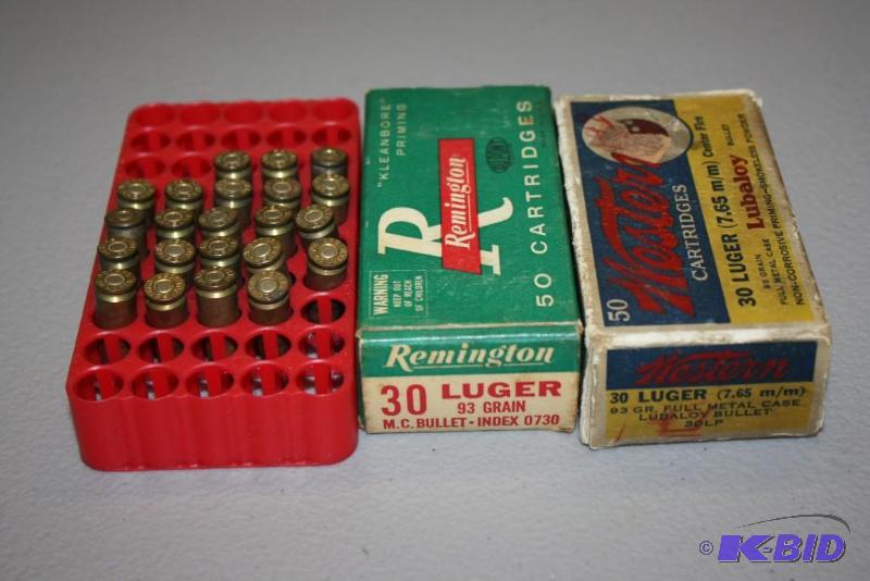 lot 545 image: Miscellaneous 30 Luger 7.65mm ammo app. 100 ...
