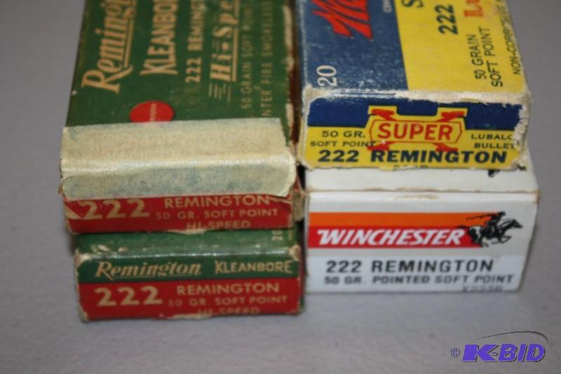 lot 552 image: Miscellaneous 222 Remington ammo app. 80 ct....