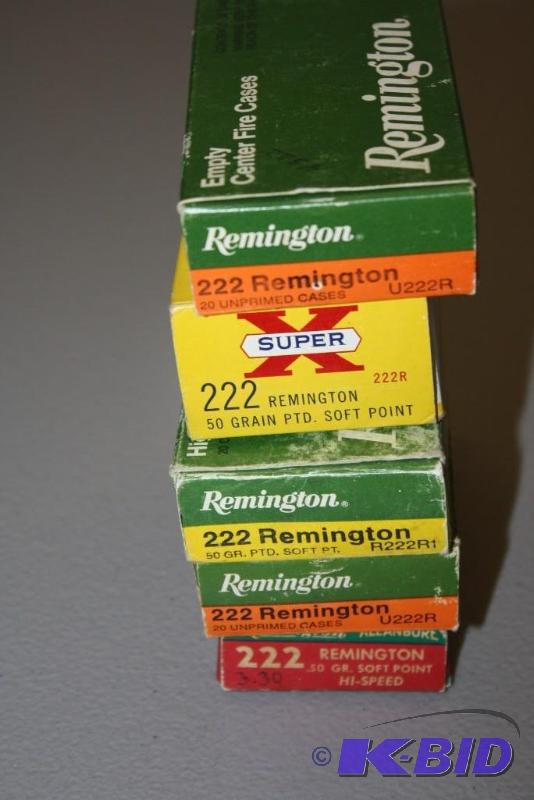 lot 553 image: Miscellaneous 222 Remington ammo app. 65 ct....