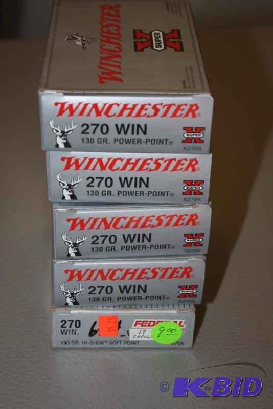 lot 554 image: WInchester 270 Win ammo app. 100 ct....