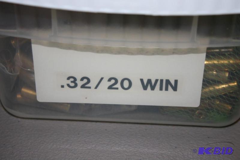 lot 591 image: Bin of 32-20 Winchester casings app. 500 ct....
