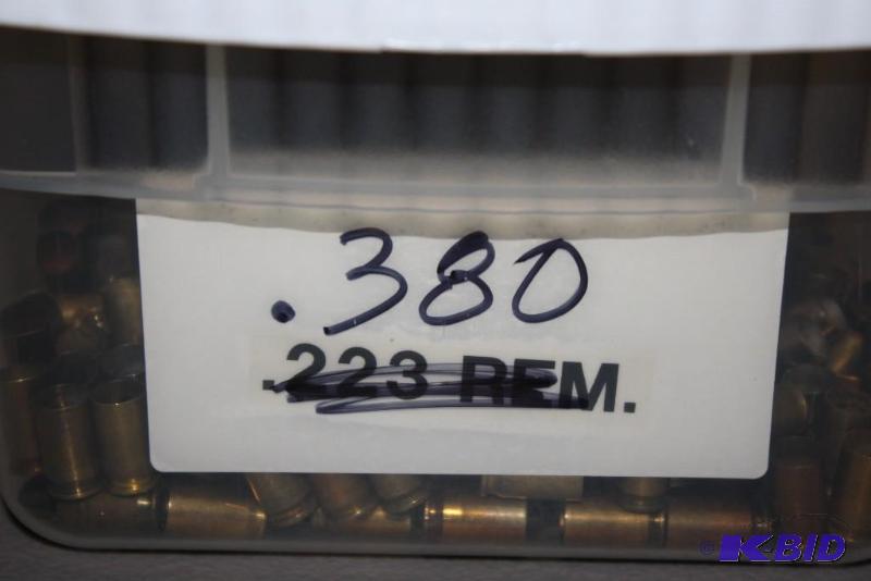 lot 608 image: Bin lot including .380 brass casings, app. 4...
