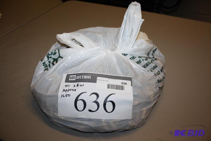 lot 636 image: Bag of .40 S&ampW casings app. 1650 ct....