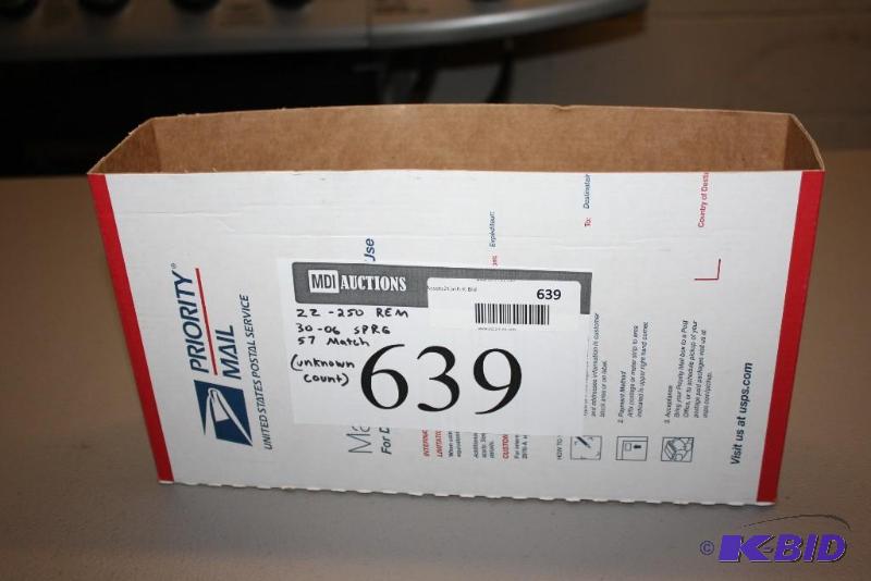 lot 639 image: Box Lot including 22-250 Remington casings ...