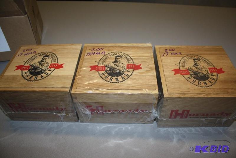 lot 645 image: Box lot of (3) Hornady .17 HMR casings app. ...