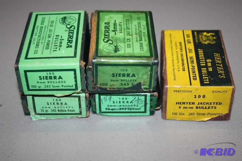 lot 679 image: Box Lot of (5) including 6mm 75 grain bullet...