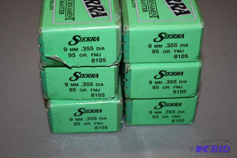 lot 683 image: Box lot of (6) 9mm DIA .355 95 Grain bullets...