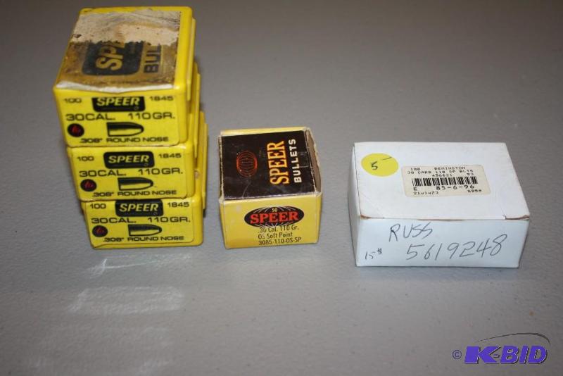 lot 696 image: Box Lot of (5) 30 Cal 110 Grain bullets app....
