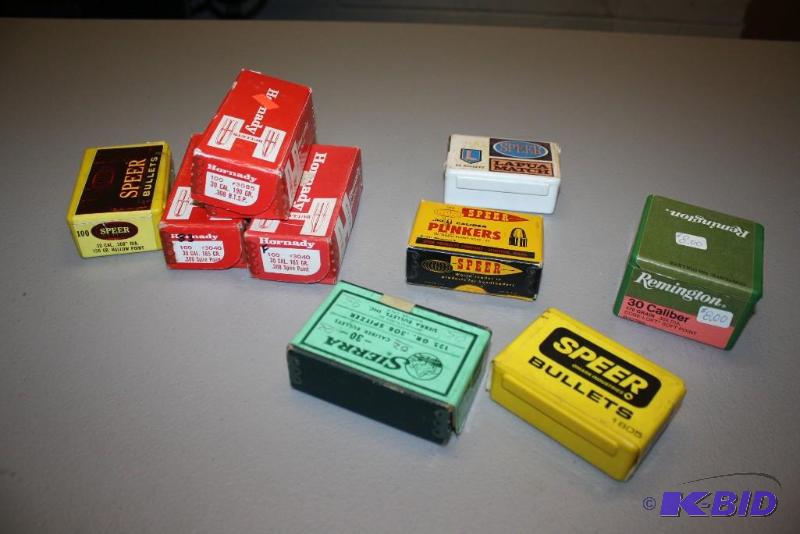 lot 699 image: Box Lot of (9) 30 Cal 100 Grain bullets, app....