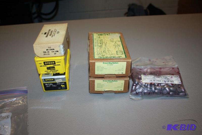 lot 708 image: Box Lot of (5) Including 38 Cal bullets 357...