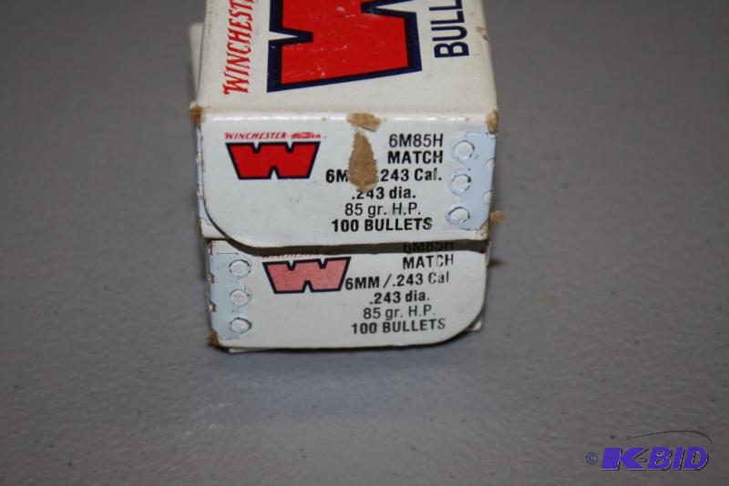 lot 736 image: Box Lot of (2) 6 mm .243Cal 85 Grain bullets...