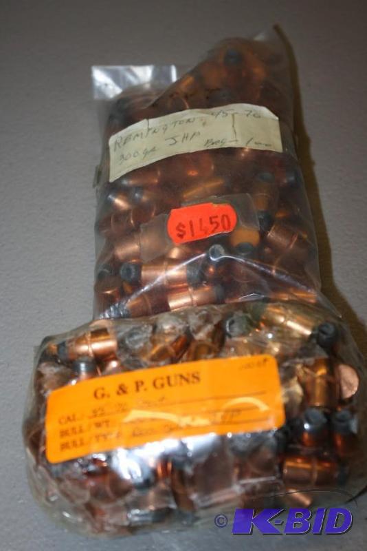 lot 751 image: Bag Lot of REM 45-70 300 Grain JHP bullets a...