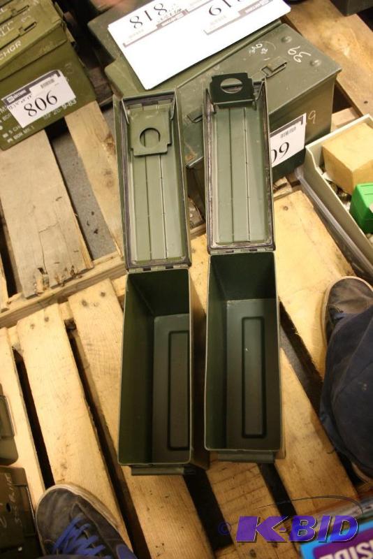 lot 805 image: Lot of (2) Military Green Ammo Can 4" x...