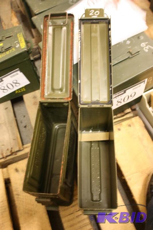 lot 807 image: Lot of (2) Military Green Ammo Can 4" x...
