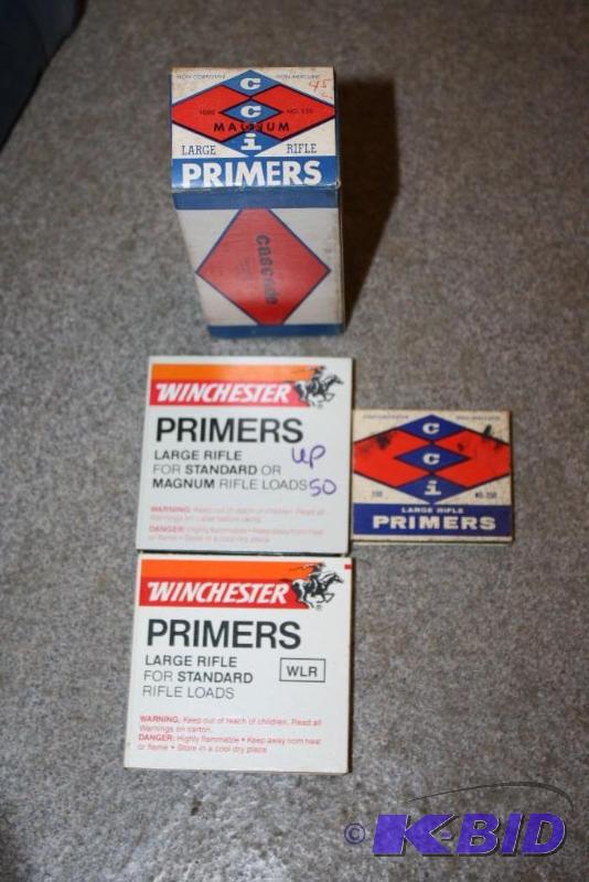 lot 830 image: Box Lot of (4) Large Rifle Primers app. 1300...