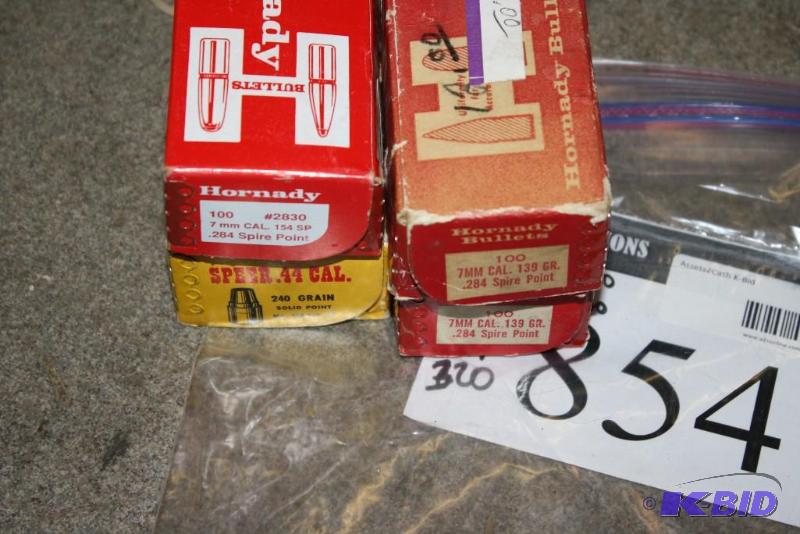 lot 854 image: Box Lot of (4) Including 44 Cal bullets, app...