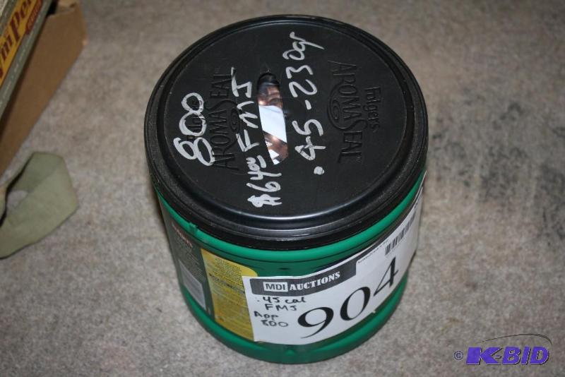 lot 904 image: Container of .45 Cal FMJ Bullets app. 800 ct...