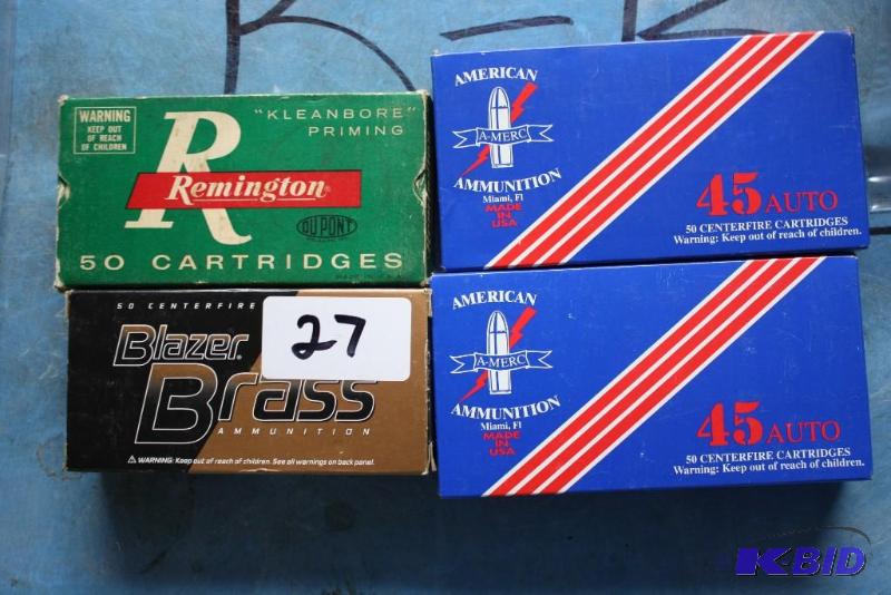 lot 92 image: Miscellaneous 45 Auto ammo app. 175 ct....