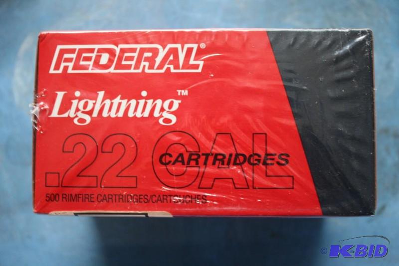 lot 99 image: Federal Lightning .22 ammo, sealed box app. ...