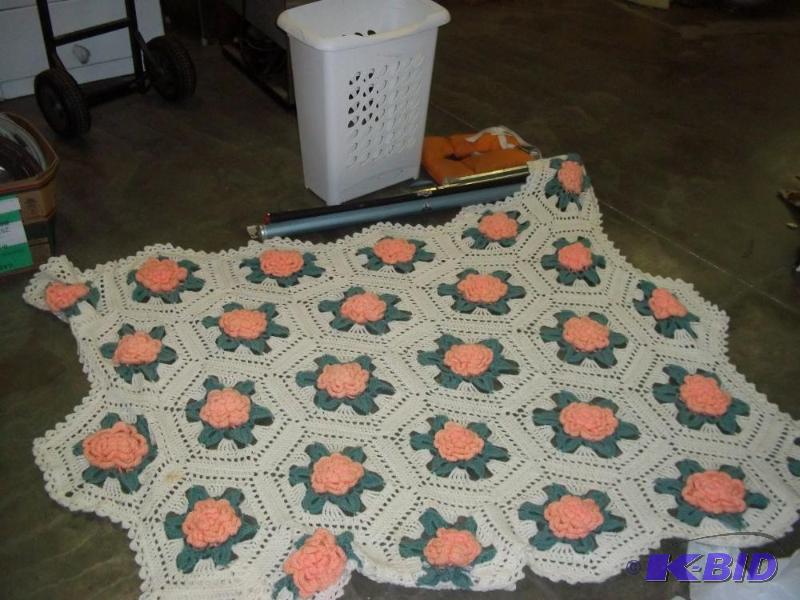 lot 101 image: Crochet Blanket with laundry tub and slide sc...