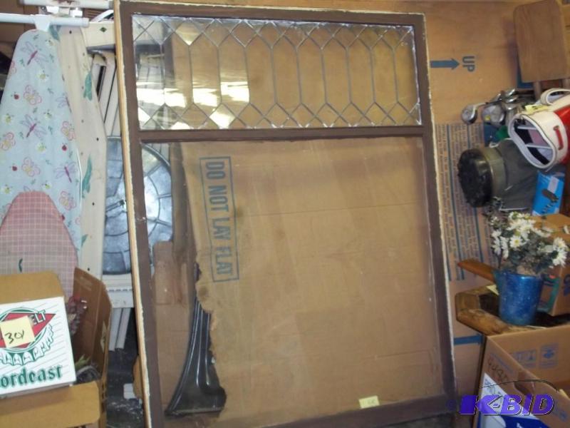 lot 114 image: Leaded glass window 4 x 5...