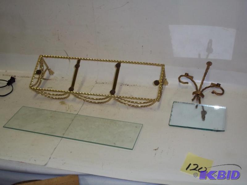 lot 120 image: Shelf set, one mirror one glass...