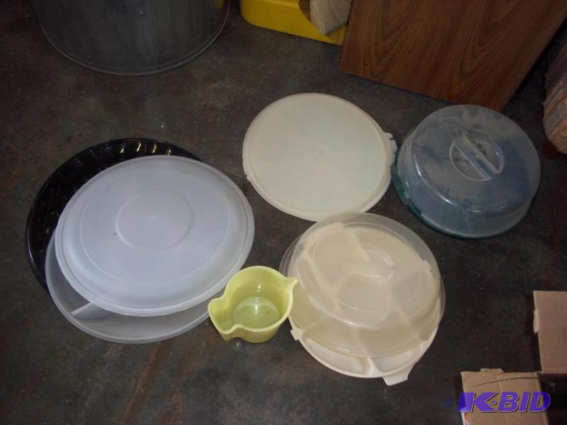 lot 139 image: Misc Plastic Covered Serving Trays...