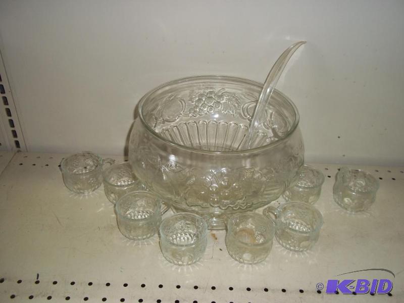 lot 199 image: Punch Bowl with cups and ladle...