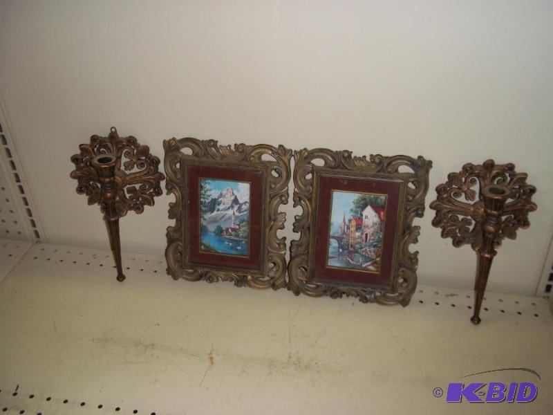 lot 221 image: 2 Wall Hangings and candle holders...