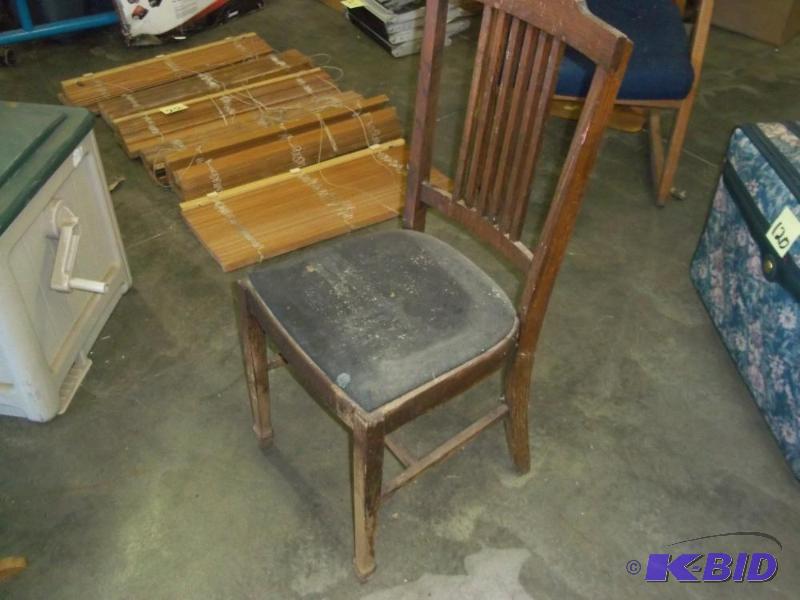 lot 26 image: Wood Chair with black seat pad...