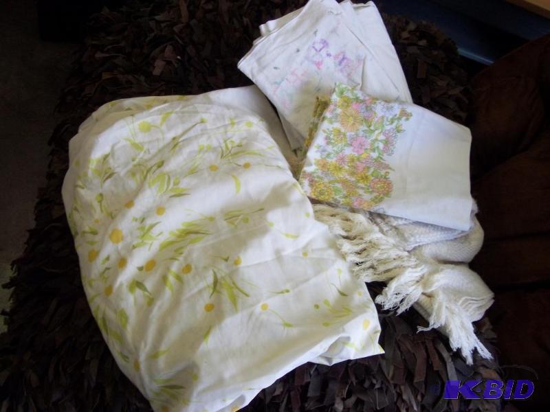 lot 269 image: Sheet with  pillow case and dresser scar...