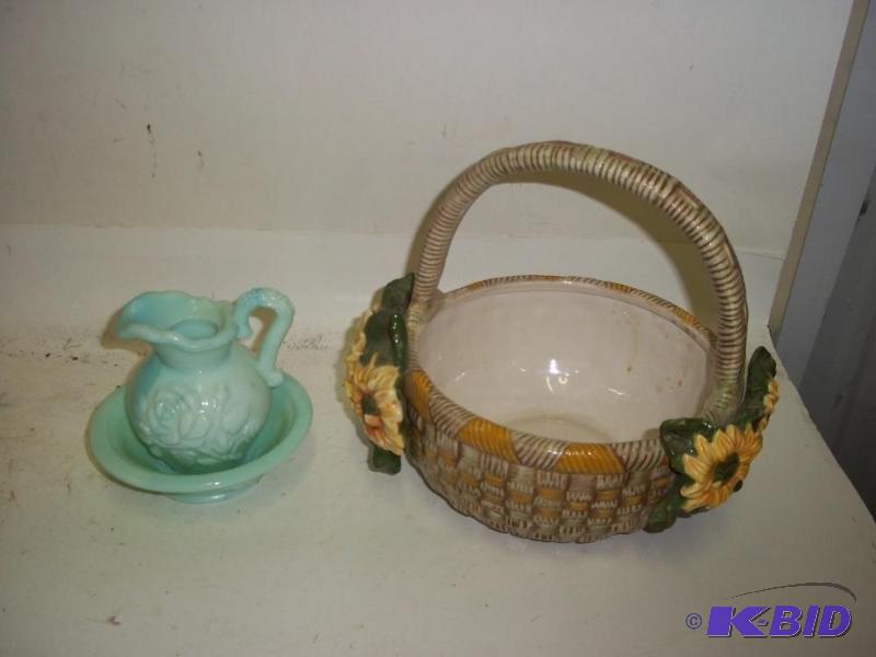 lot 281 image: Decor basket and pitcher with bowl...
