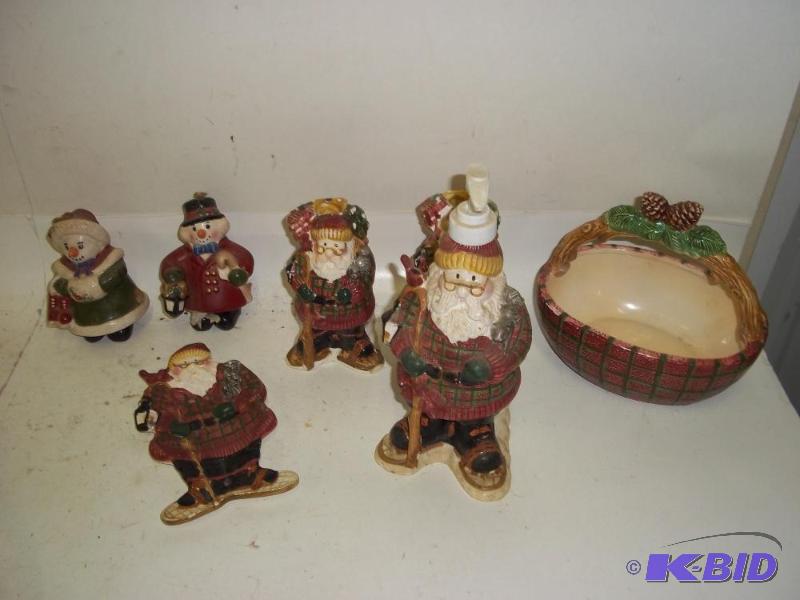 lot 290 image: Christmas figurines with dish...