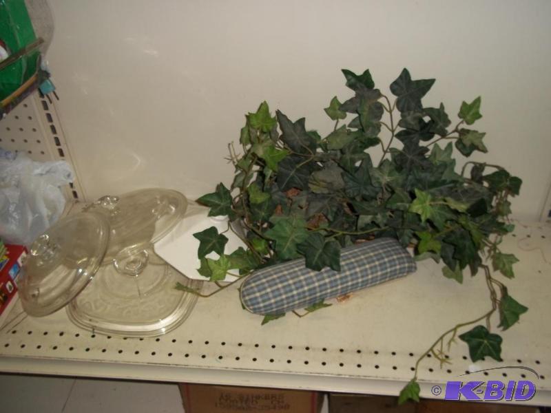 lot 351 image: Misc Glass Casserole covers and greenery...