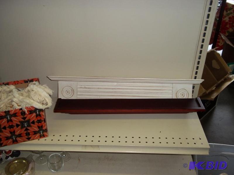 lot 369 image: 2 shelves and misc box of curtain tie backs...