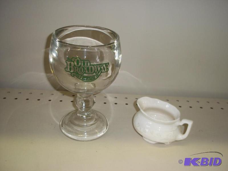lot 77 image: Old Broadway Drink Glass and Gravy Server...