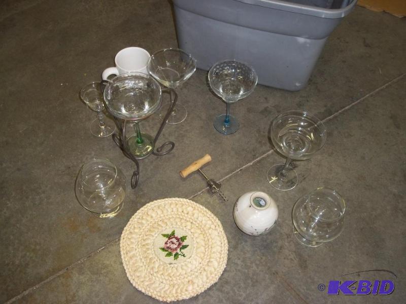 lot 78 image: Cork Screw and Misc Stemmed Glasses...