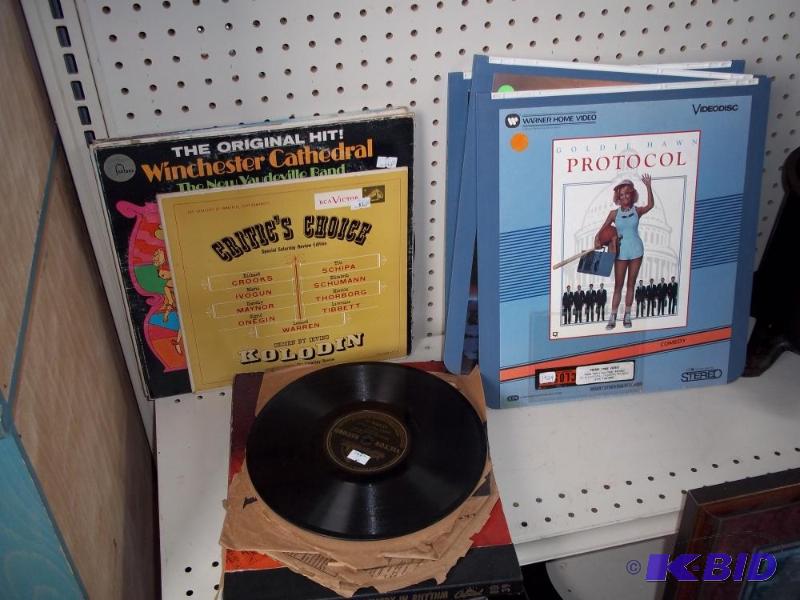 lot 83 image: Box of records and videodiscs...