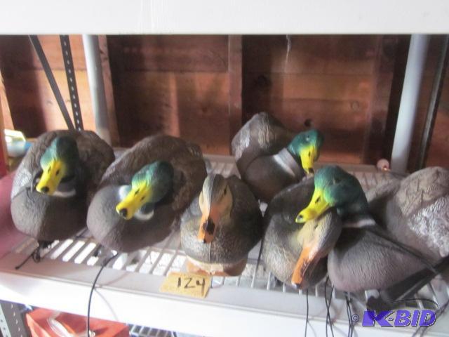 Lot of (6) plastic duck decoys, (3) have weig...