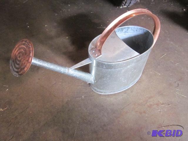Copper and tin watering can, not old....