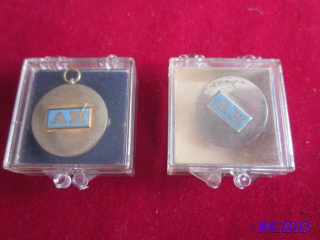 Pair of AH pendantlapel, (1) marked Sterling...