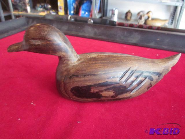 9 inch hand carved wooden duck, possible blac...