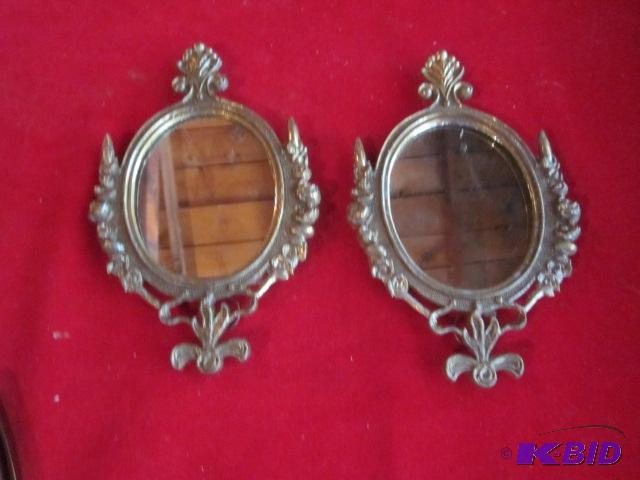 Pair of metal framed mirrors, Made in Italy.&...