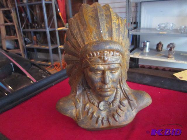 13 inch Native American pottery bust with a c...
