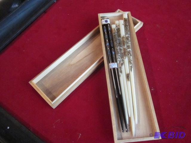 70 year old lot of authentic chop sticks wit...